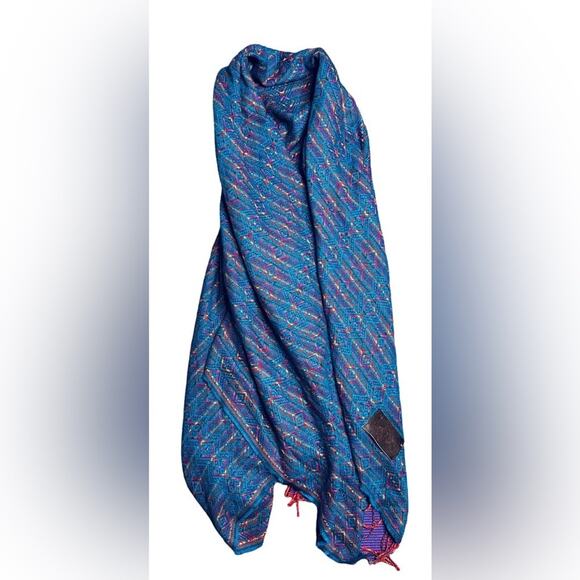 Imagine Peru Alpaca Beautiful Turquoise & Pink Home Decor or wear as a shawl - Picture 1 of 4